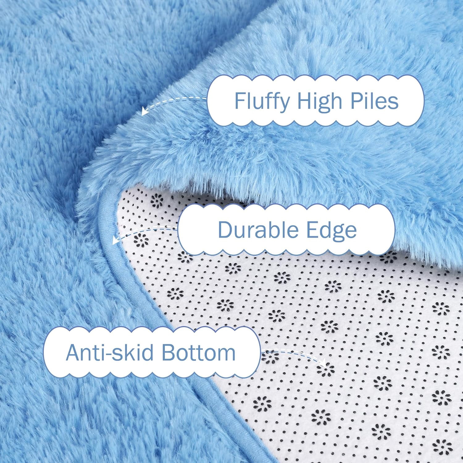 Softlife Super Soft Rug For Living Room Fluffy Rugs For Dorm Room Cute Plush carpet For Bedroom,6' x 9',Cerulean Blue