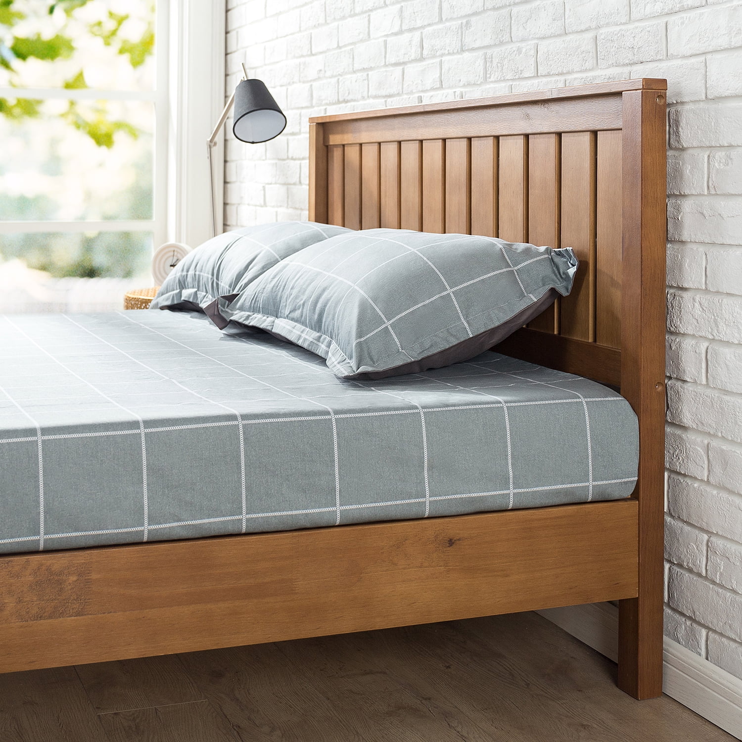 Zinus Alexis 37 Deluxe Solid Wood Platform Bed With Headboard Rustic Pine Queen Walmart Com Walmart Com
