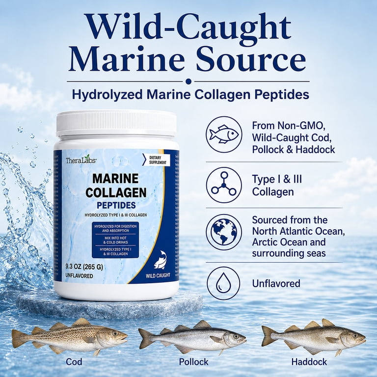 TheraLabs Marine Collagen Peptides, 2PK, Hydrolyzed Type I & III