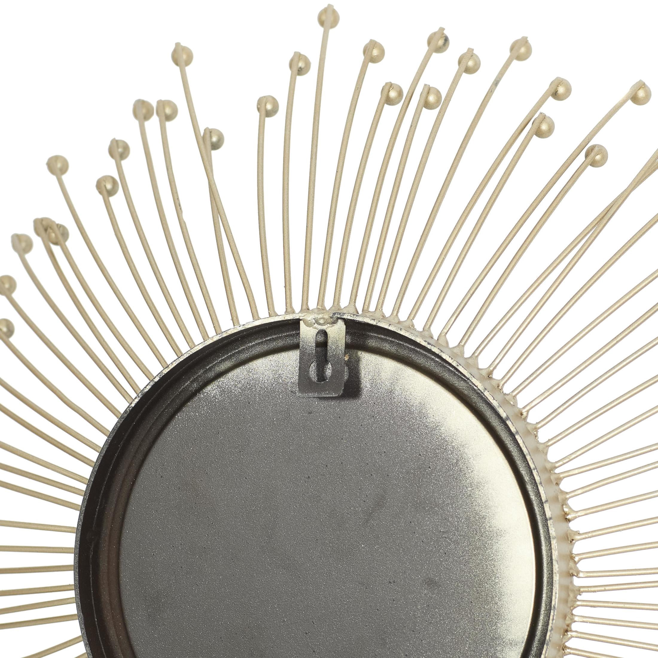 DecMode 16", 15", 12"D Gold Starburst Wall Mirror, Set of 3