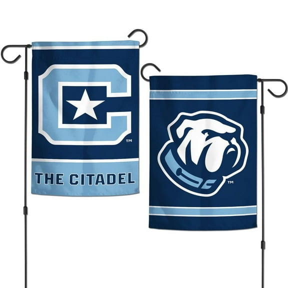 The Citadel Bulldogs 12.5 x 18 Double Sided Yard and Garden College Banner Flag Is Printed in the USA