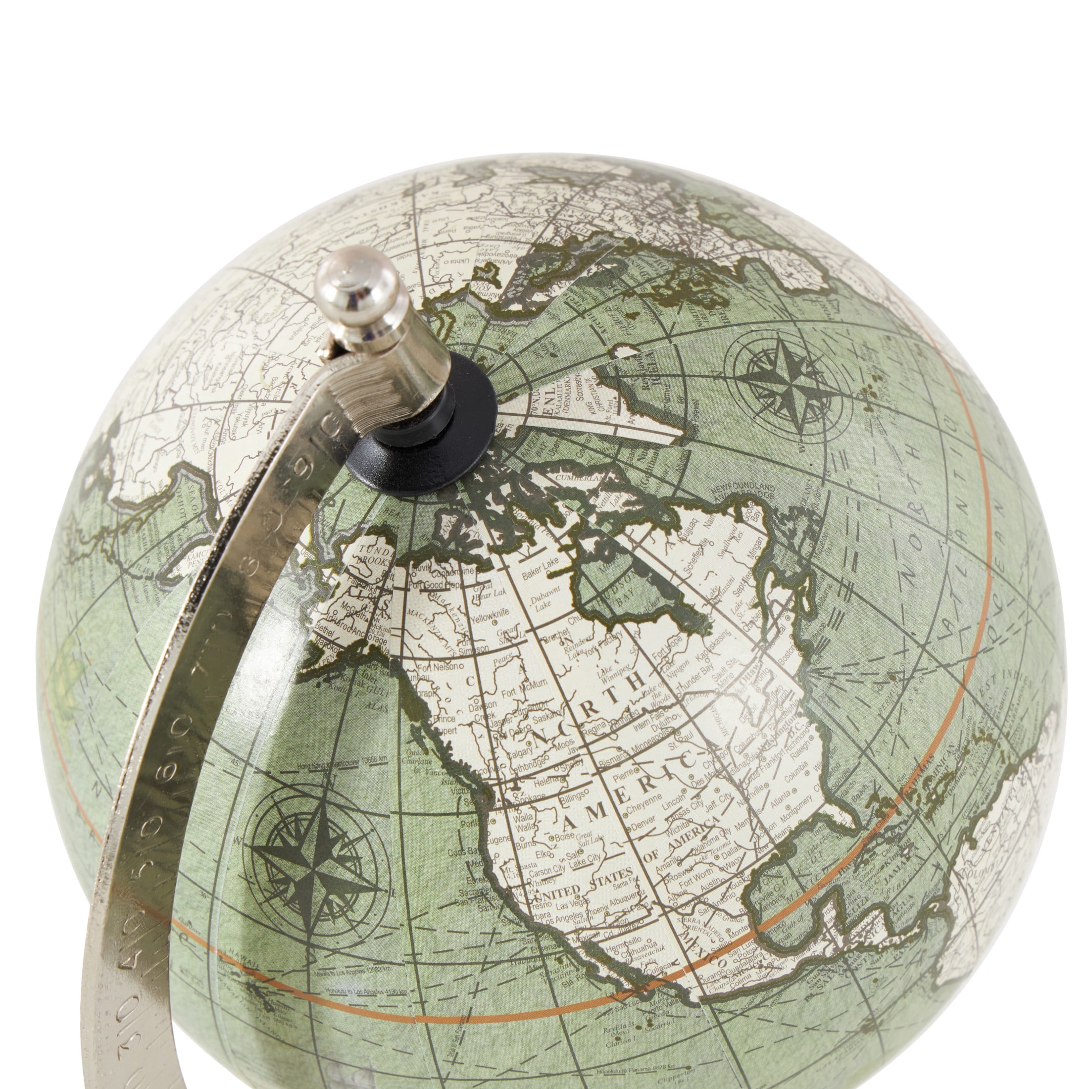 DecMode 6" White World Map Globe with Marble Base