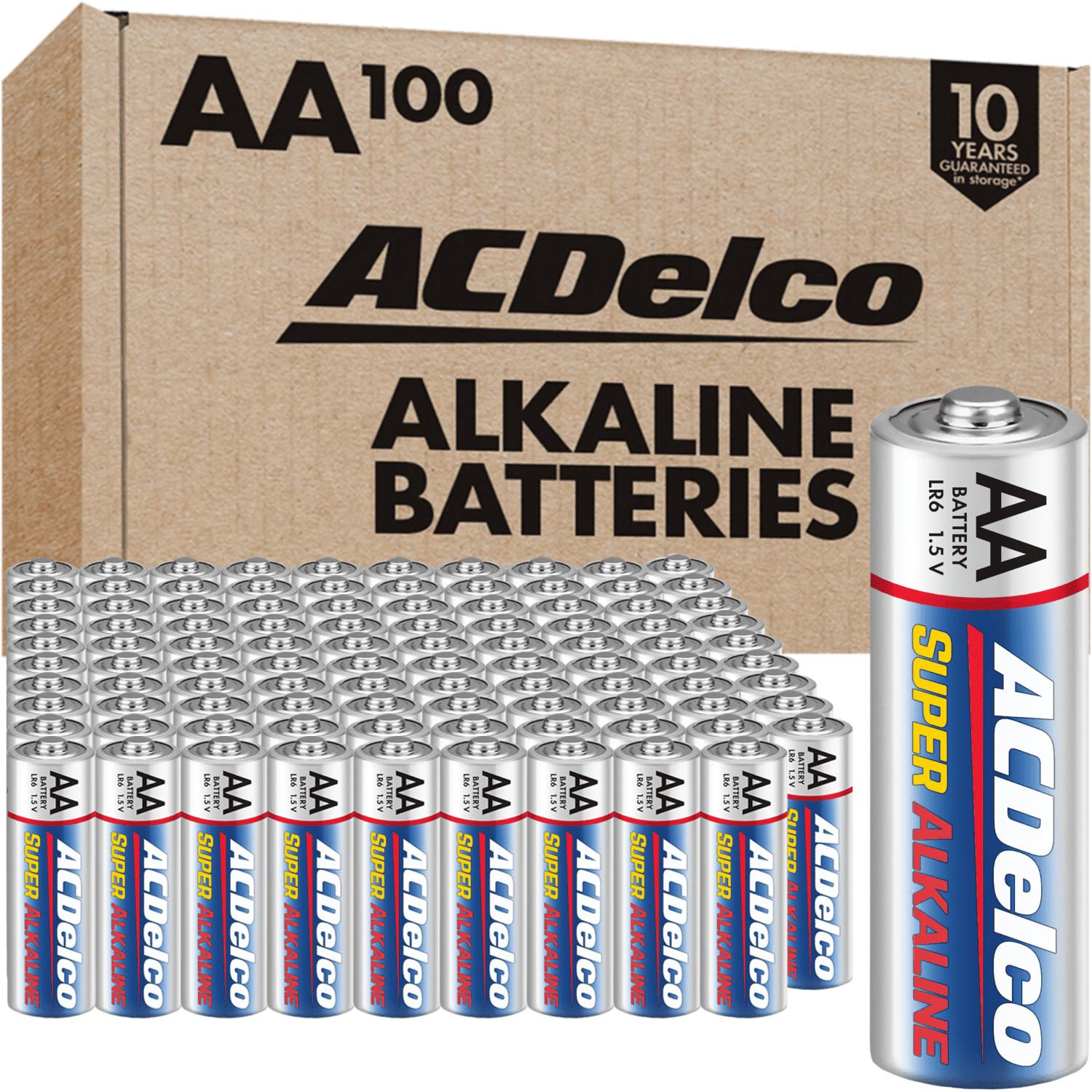 ACDelco AA Batteries, Super Alkaline AA Battery, 1.5-Volt, 100-Count, AC060