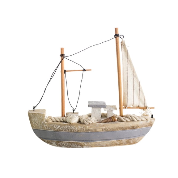 FRCOLOR Mediterranean Style Sailboat Model Wooden Craft Home Decor Multi Color for Table Decoration 4.5 Inches