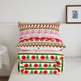 thumbnail image 5 of Erosebridal Christmas Stripe Full Size Comforter Sets, Stocking Snowman Bedding Comforter Set, Pink Red, Christmas Reversible, 3pcs, 1 Comforter and 2 Pillowcases, 5 of 7