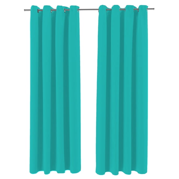 Jordan Manufacturing 54" x 84" Ocean Aqua Solid Grommet Semi-sheer Outdoor Curtain Panel (2 Pack)