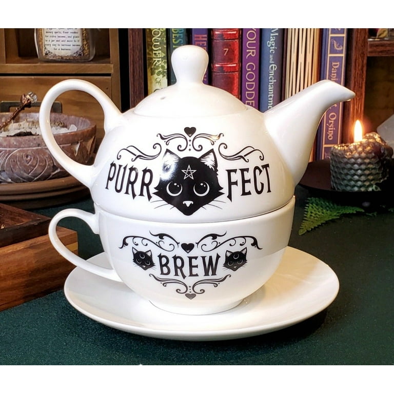 Purrfect Brew Tea-For-One Tea Pot Set, Black Cat
