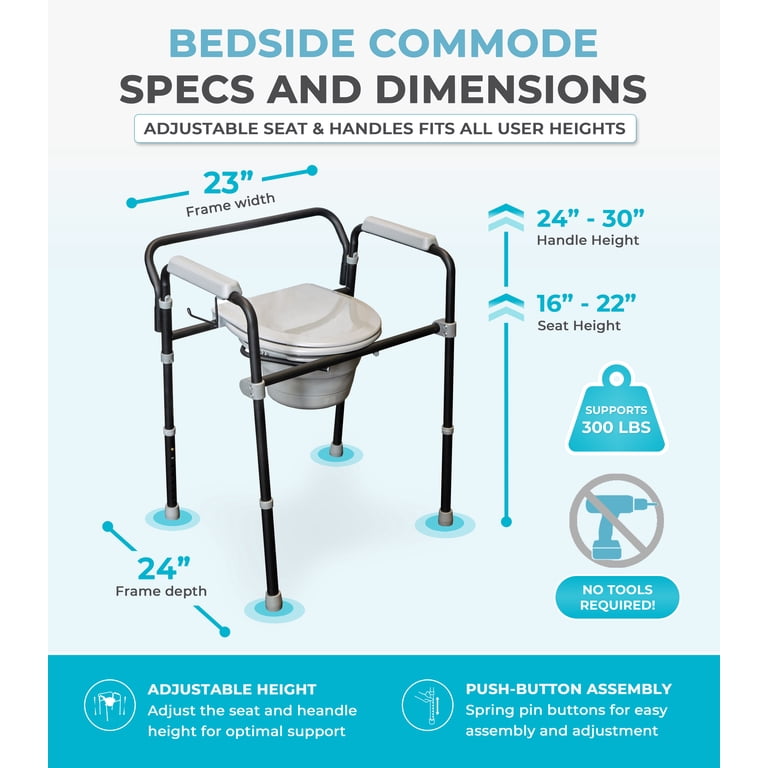 Able Life Bedside Commode, Extra Wide 3-in-1 Toilet Safety Rail