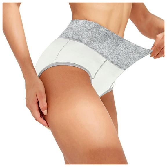 Women's High Waisted Cotton Underwear Tummy Control Full Covered Briefs Hipster Panties 5 Pack