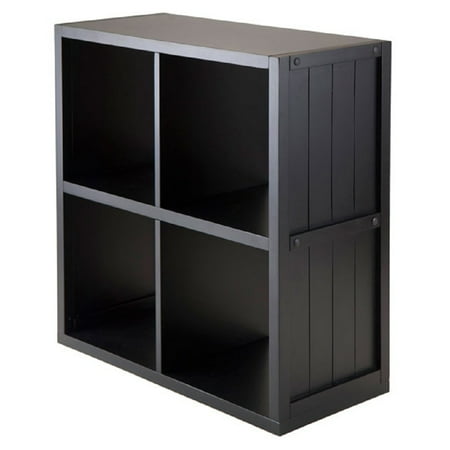 

Contemporary Home Living 27” Black Storage Shelf with Wainscoting Panel