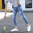 thumbnail image 5 of Pantalones vaqueros ajustados y recortados para hombre, con bolsillos, estilo coreano, Kpop Y2k, ropa de calle, invierno, 5 of 5