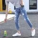 thumbnail image 5 of Pantalones vaqueros ajustados y recortados para hombre, con bolsillos, estilo coreano, Kpop Y2k, ropa de calle, invierno, 5 of 5