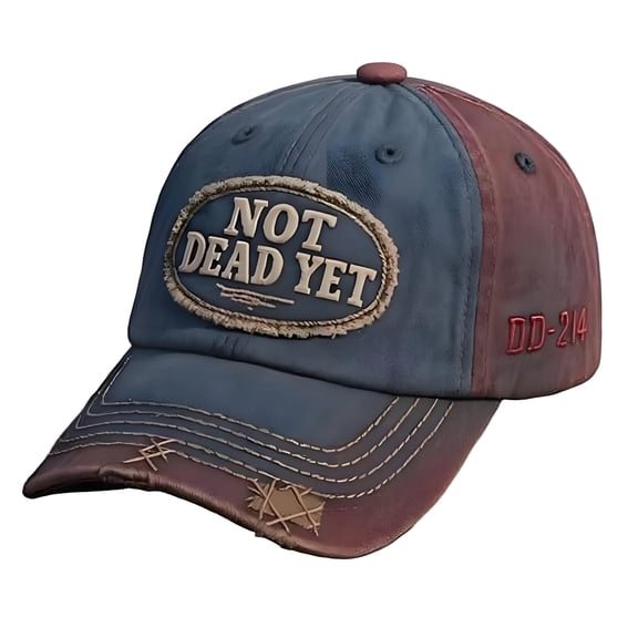 TELOLY Veterans Casual Hat, Not Dead Yet Veteran Baseball Cap, Vintage Distressed Embroidered Cap, Adjustable Hat for Men, Ball Caps for Men