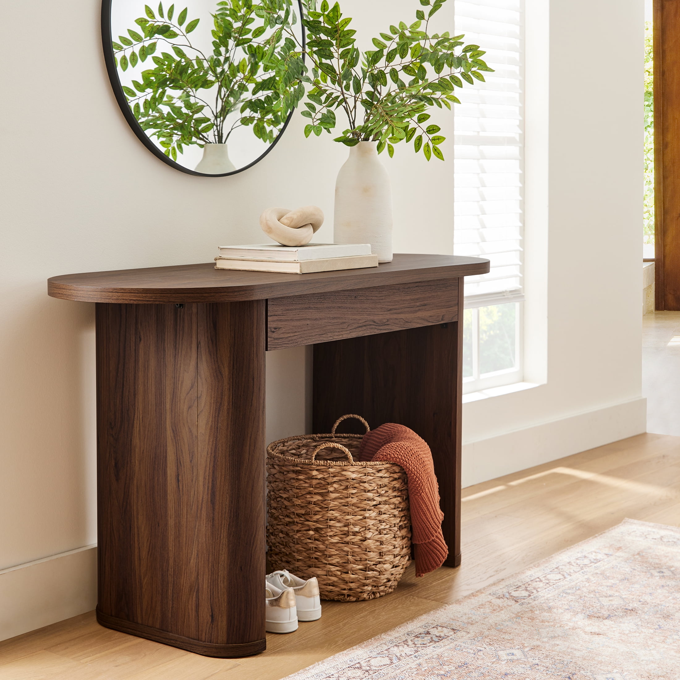 Better Homes & Gardens Juliet Oval Writing Desk, Walnut Finish