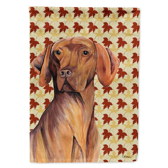 Vizsla Fall Leaves Portrait Garden Flag