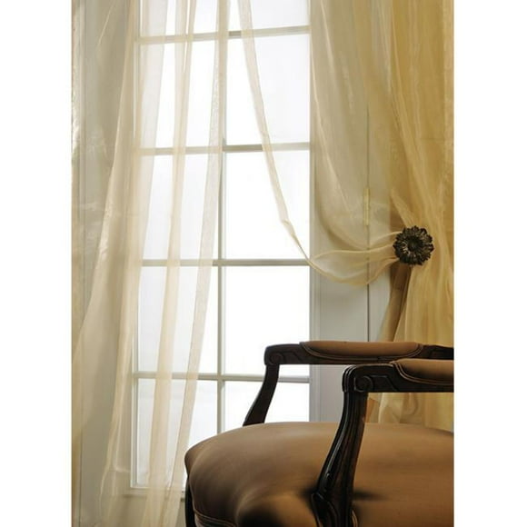 Ivory Silk Organza 108-inch wide Sheer Curtain Panel
