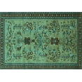 thumbnail image 1 of Ahgly Company Machine Washable Indoor Rectangle Oriental Turquoise Blue Industrial Area Rugs, 7' x 10', 1 of 4
