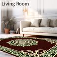 thumbnail image 2 of ODIKA 2'x3' Machine Washable Non-Slip Area Rug, Ornate Medallion Design with Interlocking Scrollwork High Traffic Rug, Brown, 564294, 2 of 7