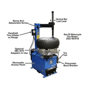 Atlas Automotive Equipment TC229 Tire Changer, Rim Clamp, Beadblaster, Air Jaws, Powerful Breaker, Adjustable Jaws, Versatile Tires, Inflator Box, Tool Kit, Plastic Covers, Ideal Home, Garage