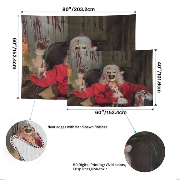 Terrifier Horror Tapestry Wall Hanging for Living Room Bedroom Wall Decor
