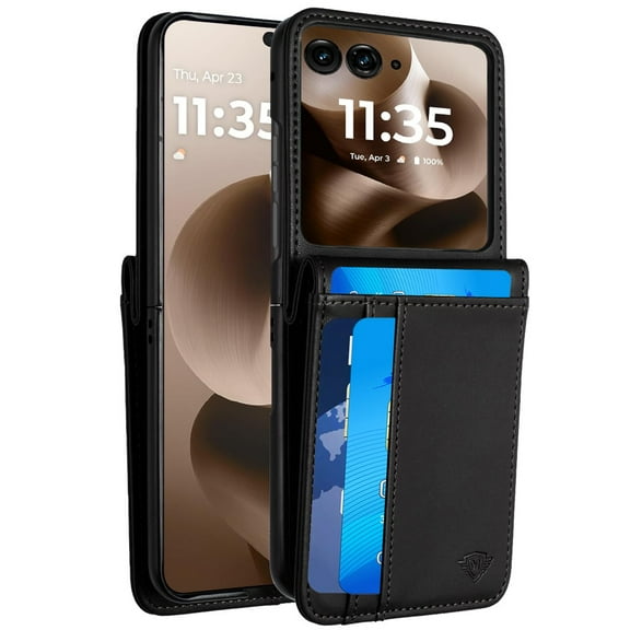 XPM for Samsung Galaxy Z Flip 7 FE Phone Case, Wallet Case PU Leather Back Storage with Card ID Slot, Pocket Holder, Hybrid Protective Cover for Galaxy Z Flip 7 FE (Black)