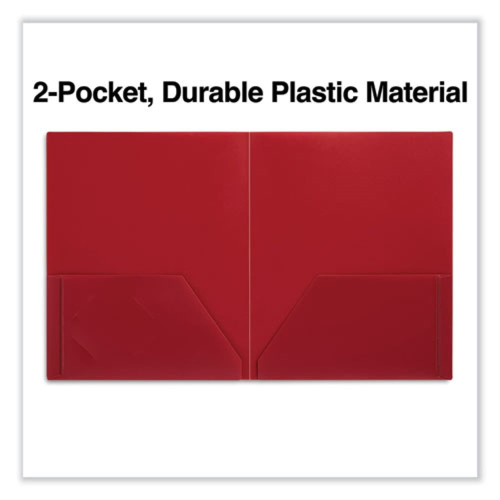 2-Pocket 11 in. x 8-1/2 in. Plastic Folders - Red (10-Piece/Pack)