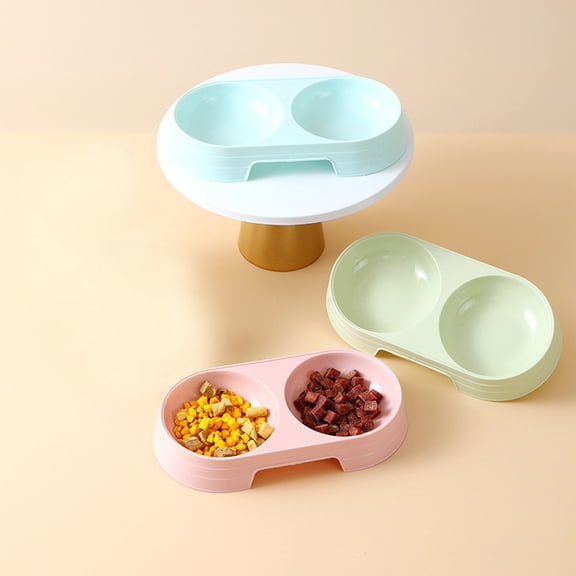 COM1950s 1 Pieces Plastic Cat Dog Food Water Bowl Set Double Pet Food Bowl Dog Dishes Bowl for Kennel Cattery Small Medium Size Dogs Cats Puppies,Pet Feeder Bowls for Puppy Medium Dogs Cats,5X9In