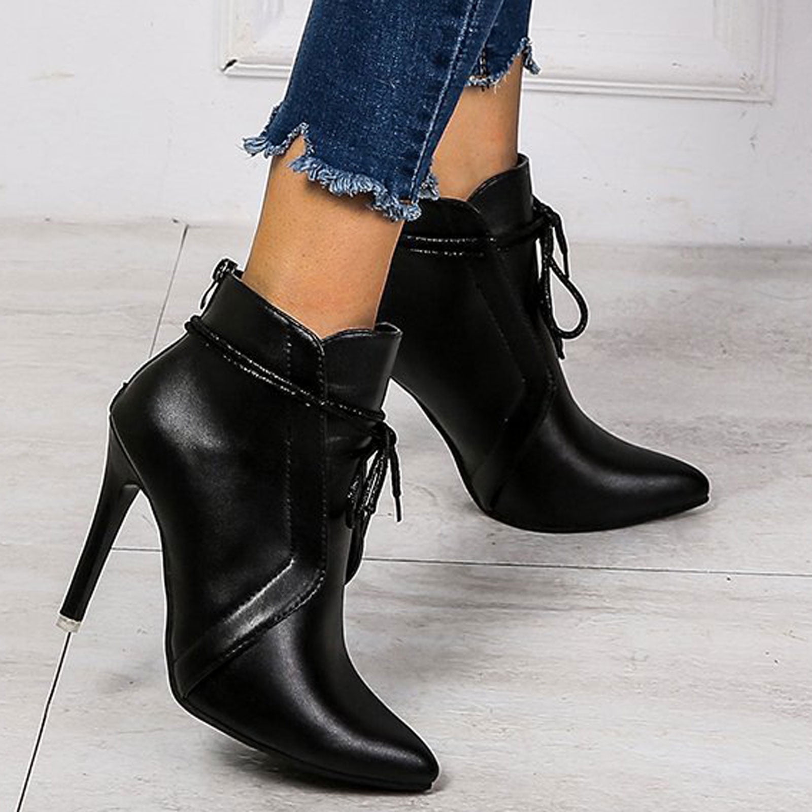 KEUSN Women Heel High Heel Autumn and Winter Shoes Boots Coarse Heels Short  Boots Stuffed Retro British Women Boots High Heels Shoes - Walmart.com