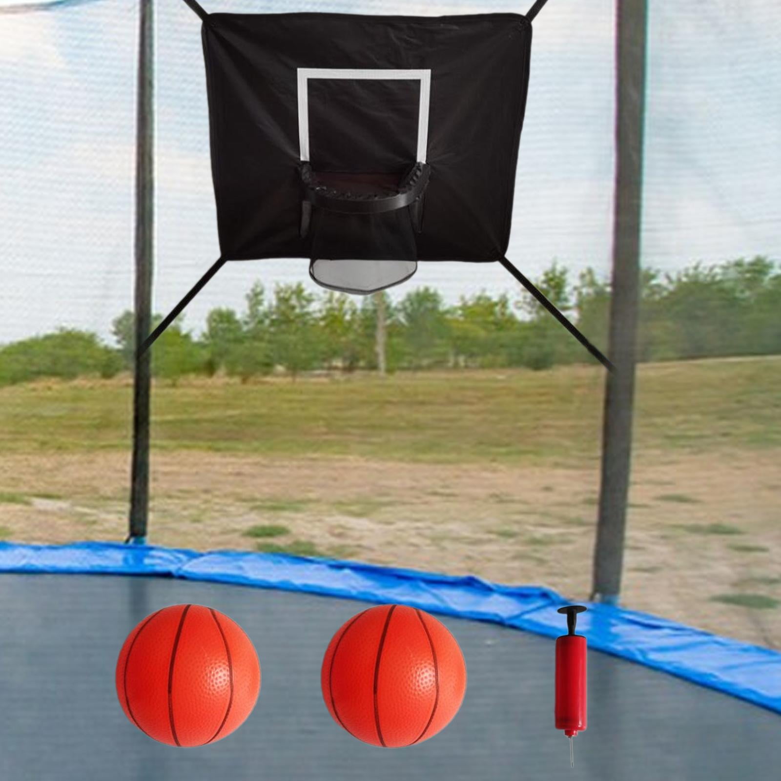 funtasica Mini Trampoline, Basketball Hoop, Trampoline Attachment, Sports Toy with Mini Basketballs, Basketball Training, Outdoor Goal Game 2 Balls