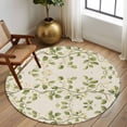 thumbnail image 2 of Round Rugs 5Ft, Green Leaves Round Area Rug Washable Indoor Throw Carpet, Spring Retro Watercolor Pastoral Plants Soft Non Slip Circle Rug for Cabinet Bathroom Home Decor Aesthetic, 2 of 8