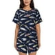thumbnail image 1 of Fotbe Sardine Conjunto de Pijama Estampado para Mujer, 2 Piezas, Ropa de Dormir con Camiseta de Manga Corta y Shorts Suaves-Small, 1 of 6