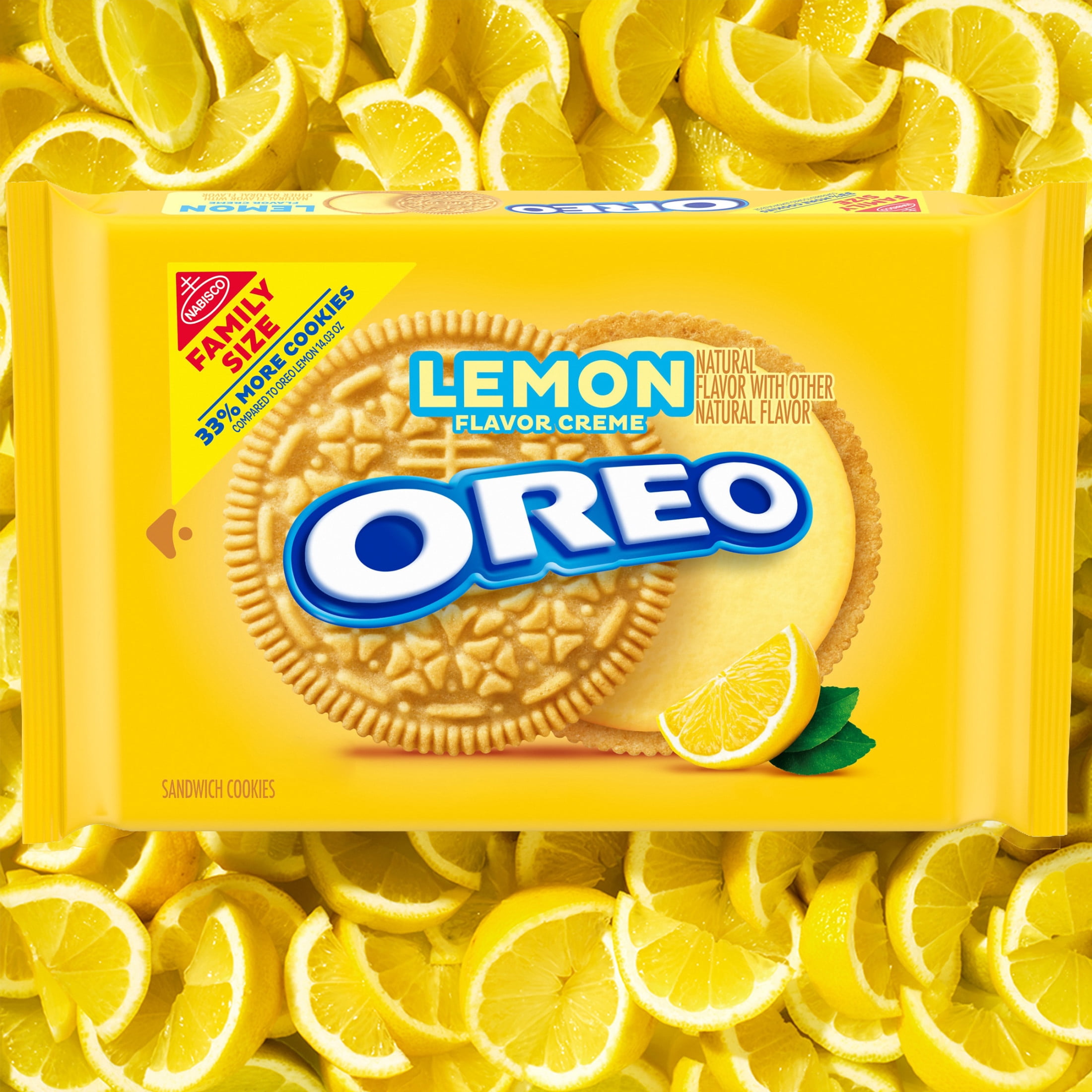 (3 pack) OREO Lemon Creme Sandwich Cookies, Family Size, 18.71 oz