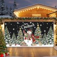 thumbnail image 2 of Fsddascl 7 x 16 Ft Christmas Garage Door Cover, Black Christmas Snowman Large Garage Door Banner, Xmas Tree Snowflake Botanical Hanging Garage Mural Background for Indoor Outdoor Xmas Party Supplies, 2 of 9