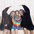 thumbnail image 5 of Colorful Tie Dye Mandala Pattern Blanket Hoodies for Kids 6-13YR Oversize Wearable Blanket Hoodies for Boys Girls Teens, 5 of 7