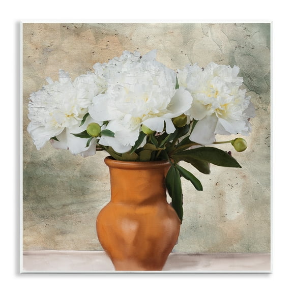 Stupell Industries Rustic Terracotta Vase Plants & Flowers Painting Unframed Art Print Wall Art, 12 x 12
