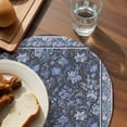 thumbnail image 3 of Navy Blue Floral Boho Round 13 Inch Placemats Set of 6, Ethnic Tribe Abstract Art Flower HeatResistant Non Slip Place Mats for Dining Table, Wipeable Braided Kitchen Table Mats for Housewarming, 3 of 9