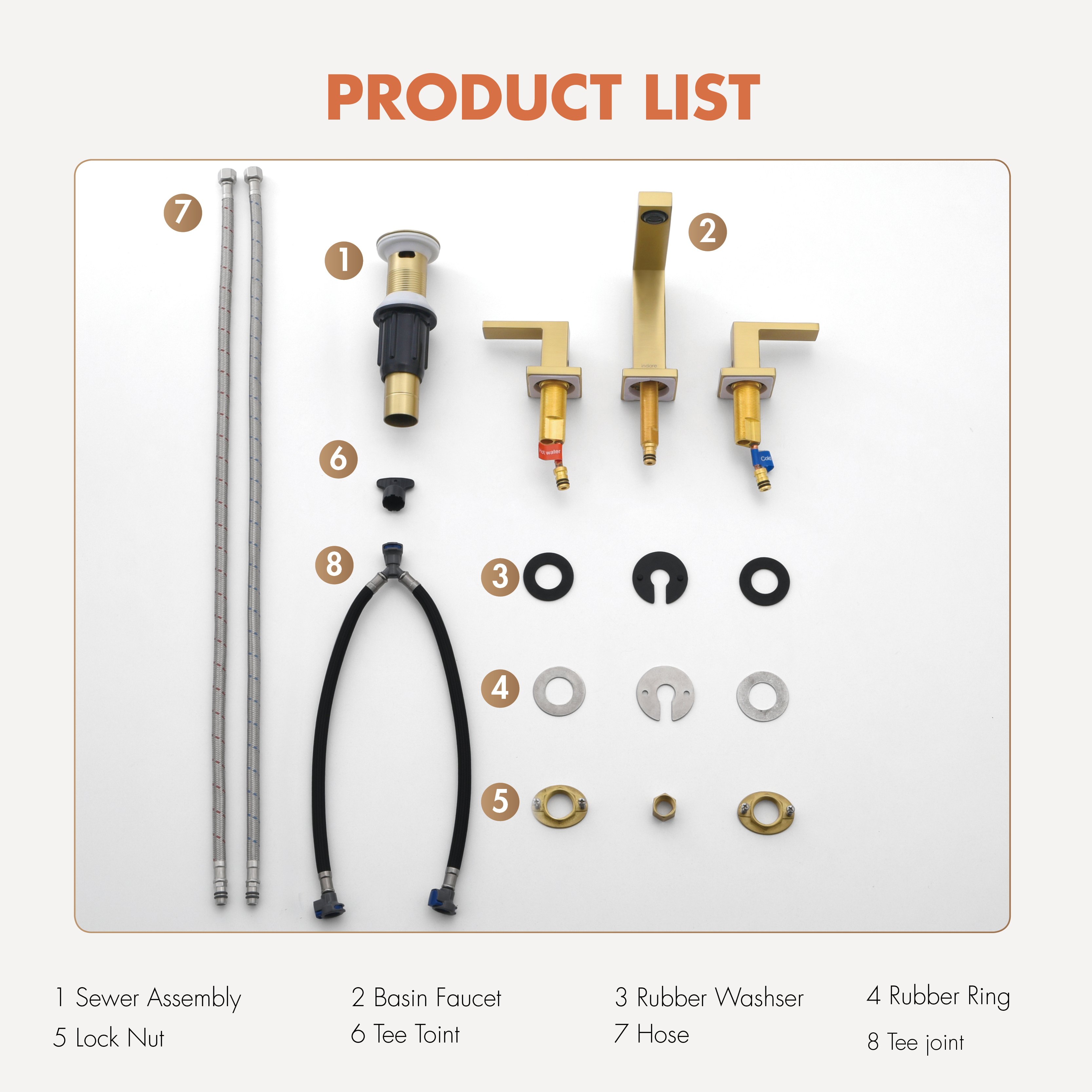 Brushed Gold Bathroom Faucets， Bathroom Faucets for Sink 3 Hole， Two Handles Widespread 4 Inch 8 Inch Brass Bathroom Sink Faucet