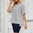 thumbnail image 4 of Savings Womens Summer Basic Plain Tee Shirts Crew Neck Tunic Blouses Loose Oversized Short Sleeve Tops Dressy Flowy T Shirts Going Out Hiking Running Tees Costume, 4 of 7