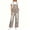 Khaki, variant on Adjustable Strap Sleeveless Women Loose Denim Overall Wide Leg Jumpsuit