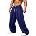 thumbnail image 2 of BLCHUNen Mens Workout Pants Summer Drawstring Casual Loose Elastic Waisted Activewear Running Pants with Pockets,XXXL,Dark Blue, 2 of 8