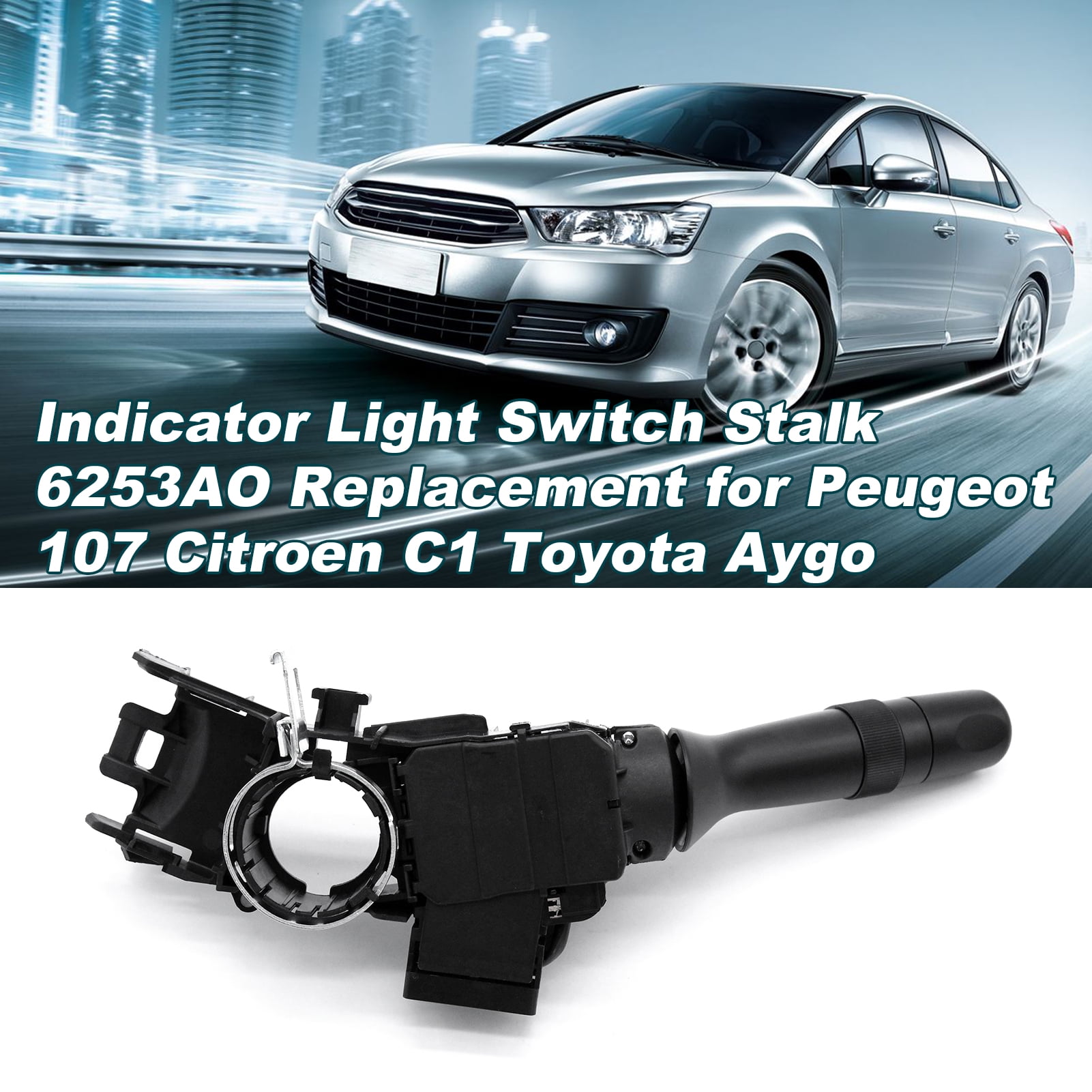 Indicator Light Switch Stalk Peugeot,Entweg Indicator Light Switch Stalk 6253AO Replacement for Peugeot 107 Citroen C1 Toyota Aygo