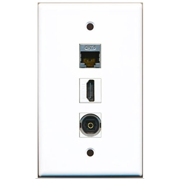 RiteAV - 1 Port HDMI 1 Shielded Cat6 Ethernet 1 Toslink Wall Plate