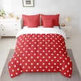 thumbnail image 2 of Manfei Polka Dots Boy Girl Twin Bedding Sets 7-Piece,Vintage Aesthetic Bedding Comforter Set Microfiber,Red White Breathable Sheet Sets,Microfiber Bedroom Decor,Reversible, 2 of 8