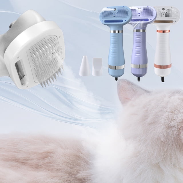 Xihbxyly Secador de Pelo Portátil para Mascotas, 3 Ajustes de Temperatura, Funcionamiento Silencioso, Cepillo Fácil de Usar, Apto para Mascotas Pequeñas y Medianas, Solución de Aseo para Mascotas, Ta