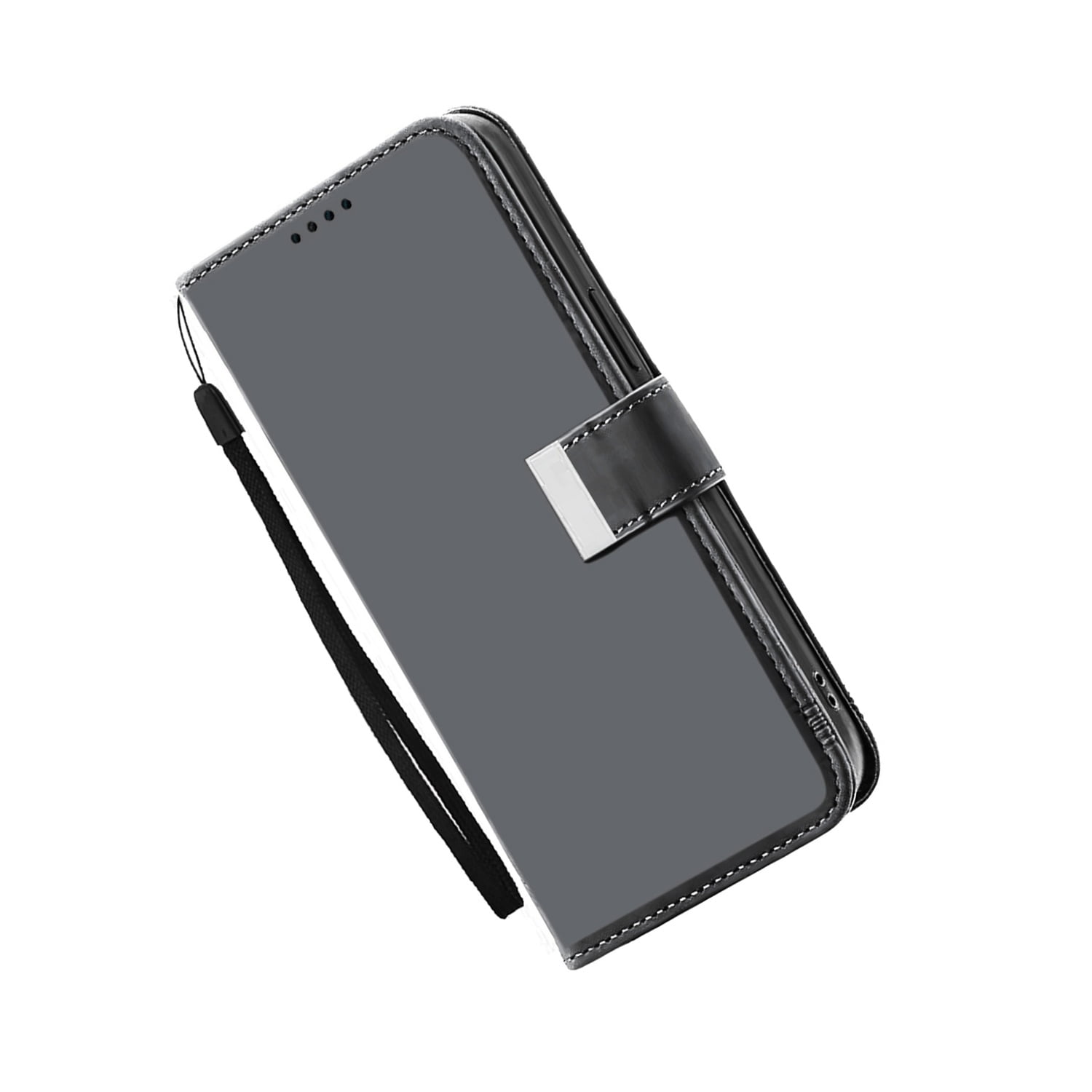 Elegant Leather Wallet Case with Wristlet Strap for iPhone 17 Pro Max - Black