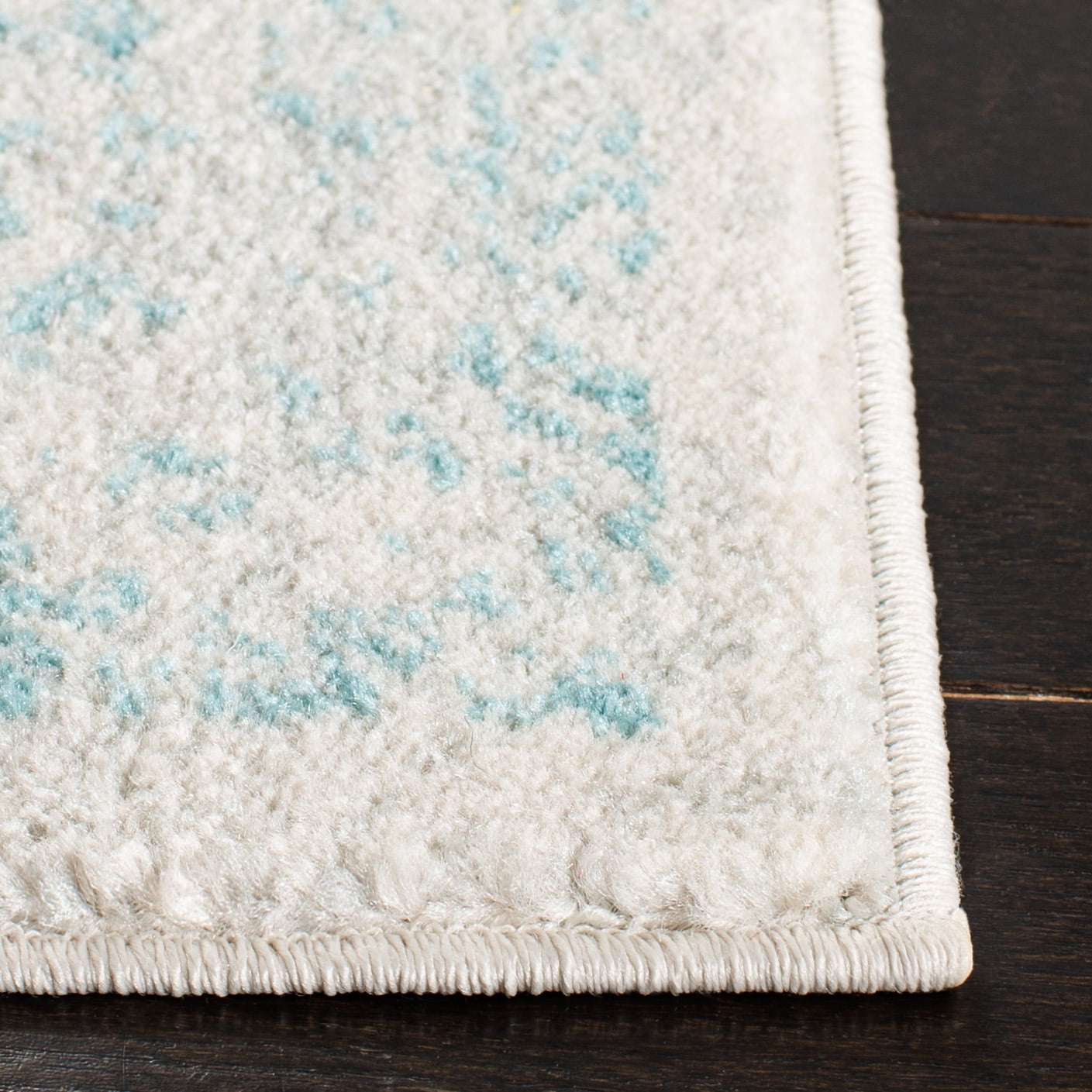 SAFAVIEH Area Rug 11x15 - Evoke Collection - X-Large - Traditional Design, Ivory & Aqua, Non-Shedding & Easy Cleaning, Ideal for Living Room, Bedroom, Dining Space