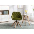 thumbnail image 1 of Modern Swivel Office Chair Dining Chair with Rubber Wood Legs &Thick Felt Foot Pads, Velvet Tufted Upholstered Accent Chair, Cute Vanity Chair Armchair for Living Room Bedroom, Olive, 1 of 7