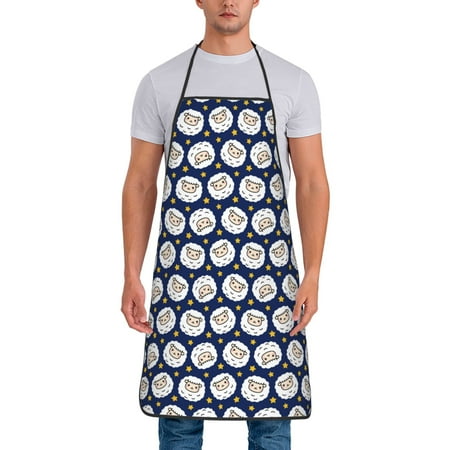

Lukts Cute Sheep With Star Print Unisex Tie-Up Aprons Bibs for Chef Kitchen Grill Beverage Shop