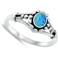 thumbnail image 4 of CHOOSE YOUR COLOR Fancy Bali Blue Simulated Opal Ring .925 Sterling Silver Band CZ Female Size 10, 4 of 4