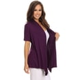 thumbnail image 3 of Women's Solid & Printed Short Sleeves Open Front Draped Cardigan, 3 of 6
